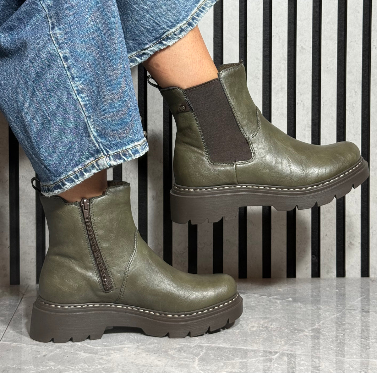 Rieker - Green Chunky Lined Boot