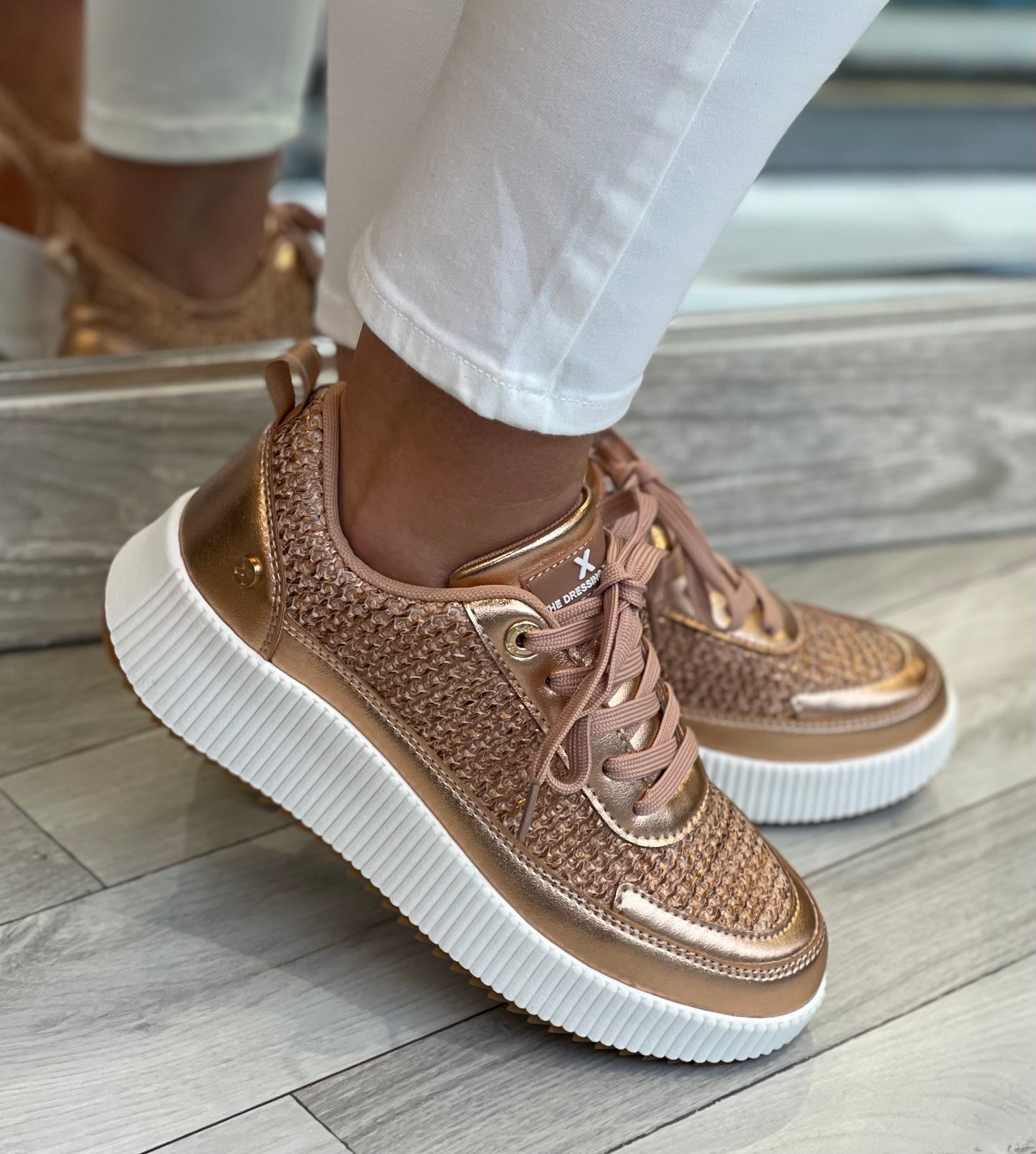 Xti - Rose Gold Woven Detail Trainer