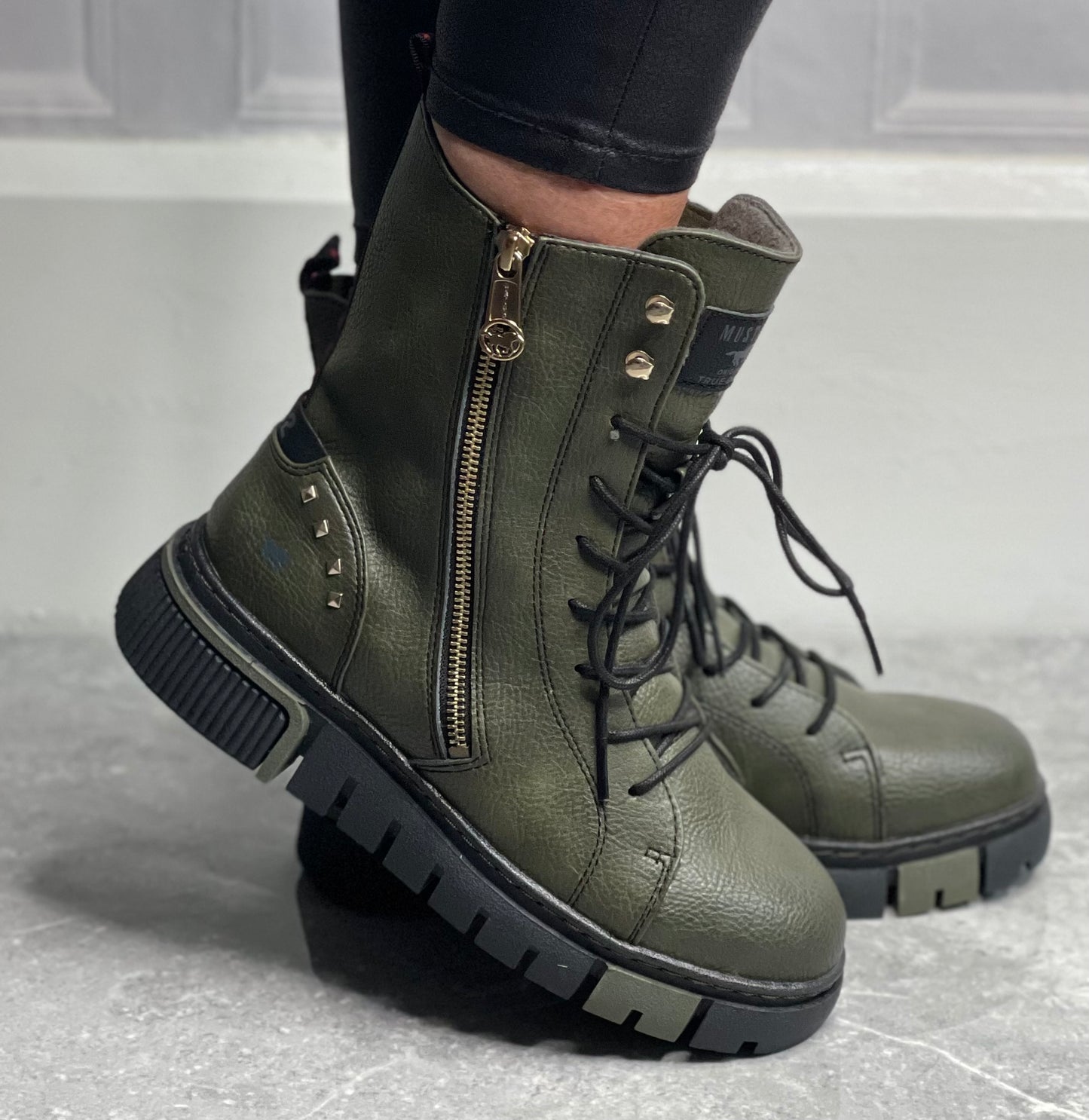 Mustang - Military Green Chunky Boot