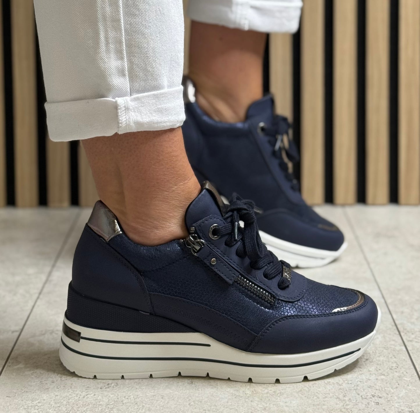 Lotus - 'Electra' Navy Wedge Trainer