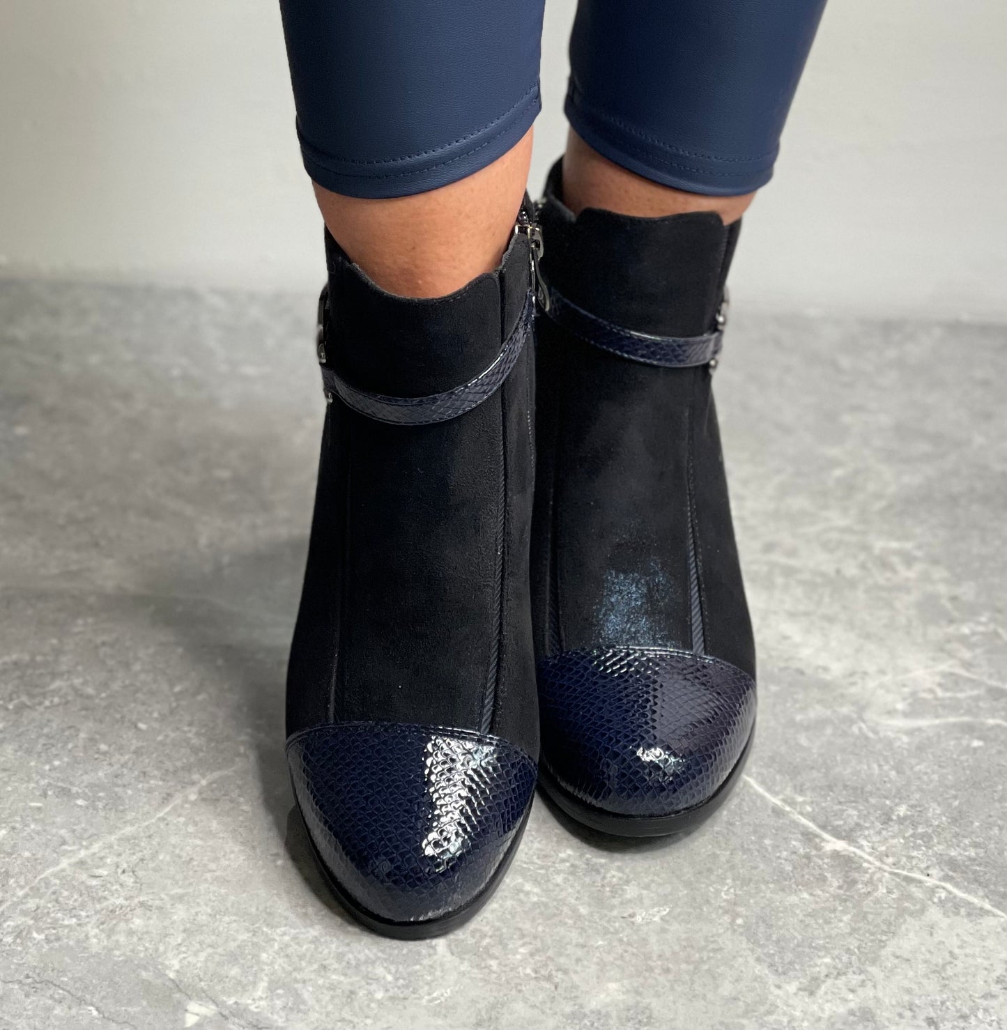 Redz - Navy Metallic Ankle Boot