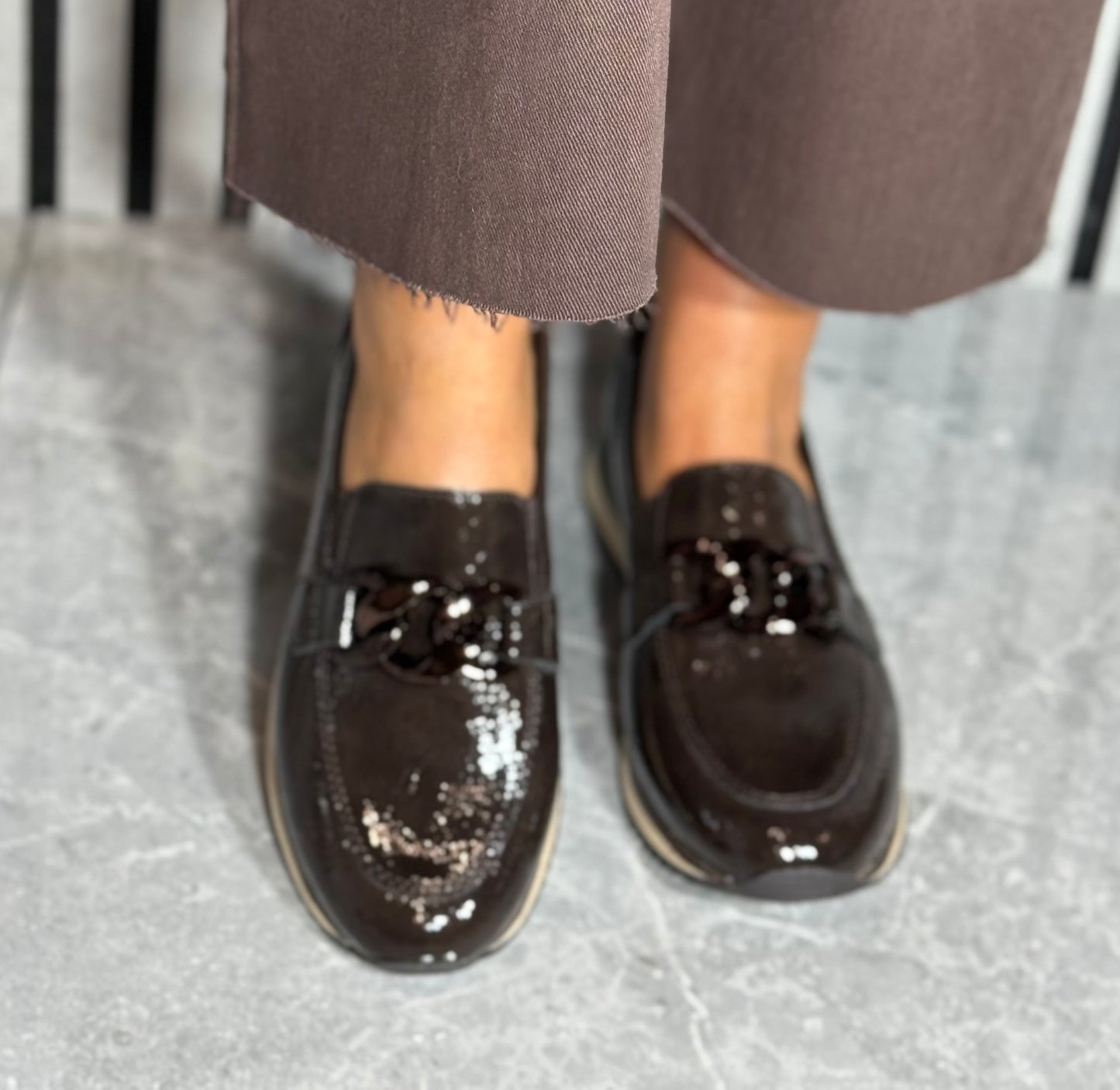 Jana - Mocca Patent Loafer