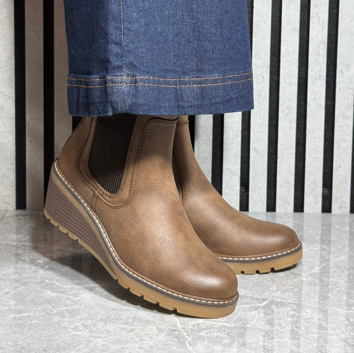 Lunar - 'Connie' Brown Wedge Ankle Boot