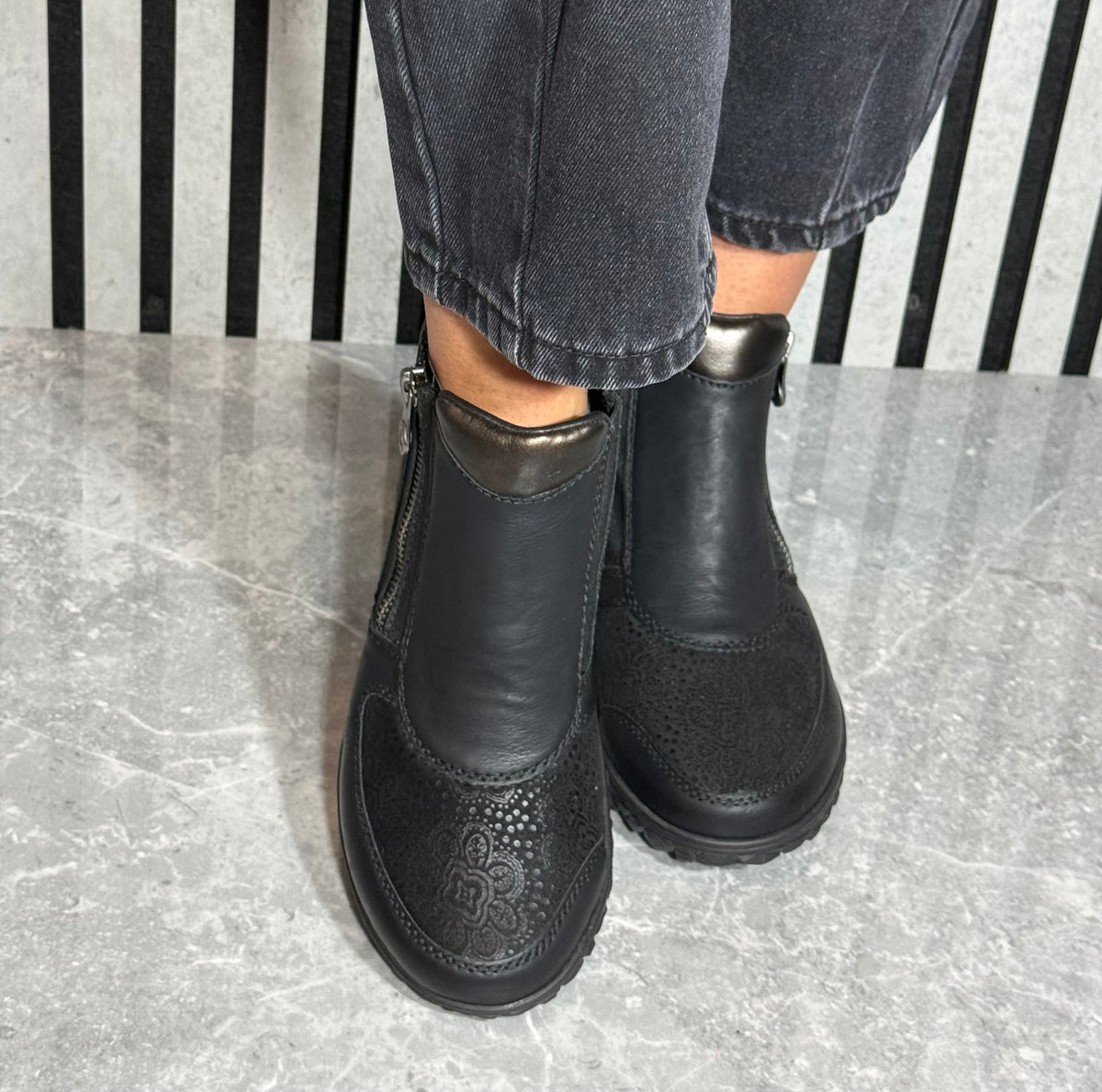 Rieker - Black Extra Wide Stretch Casual Boot