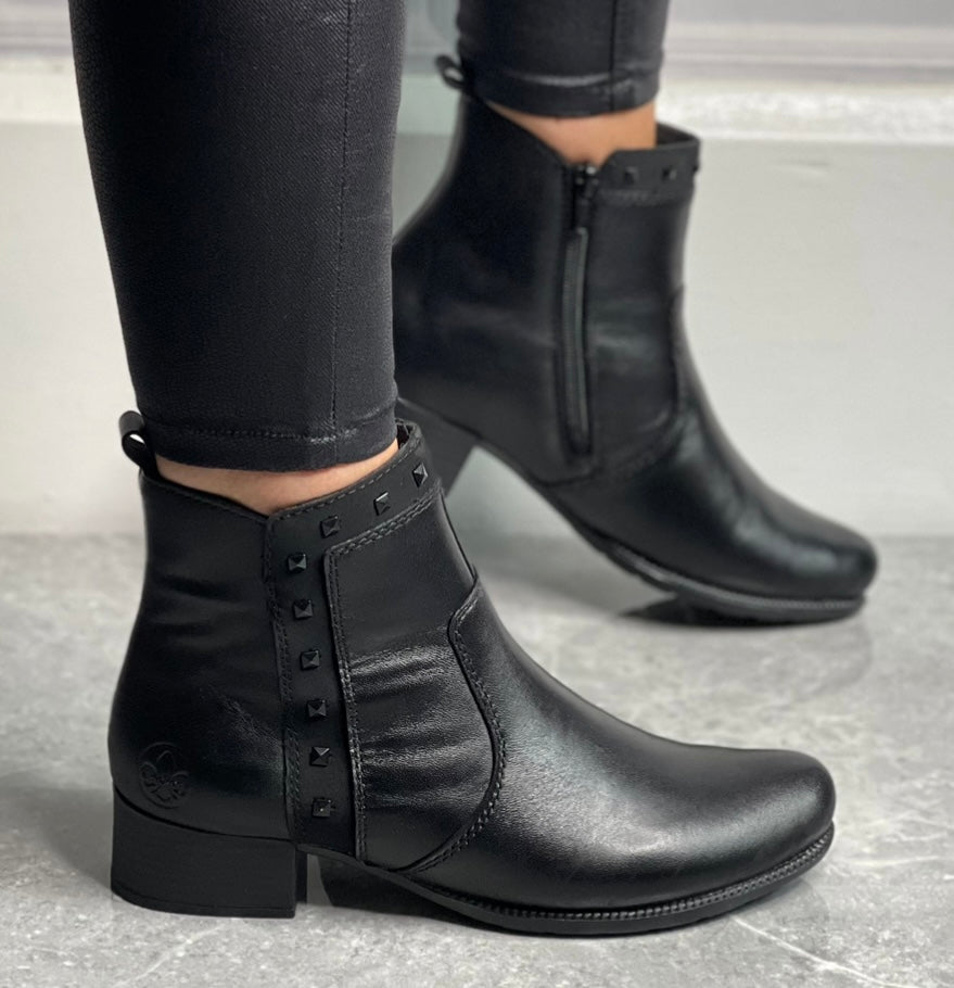 Rieker - Black Stud Detail Ankle Boot