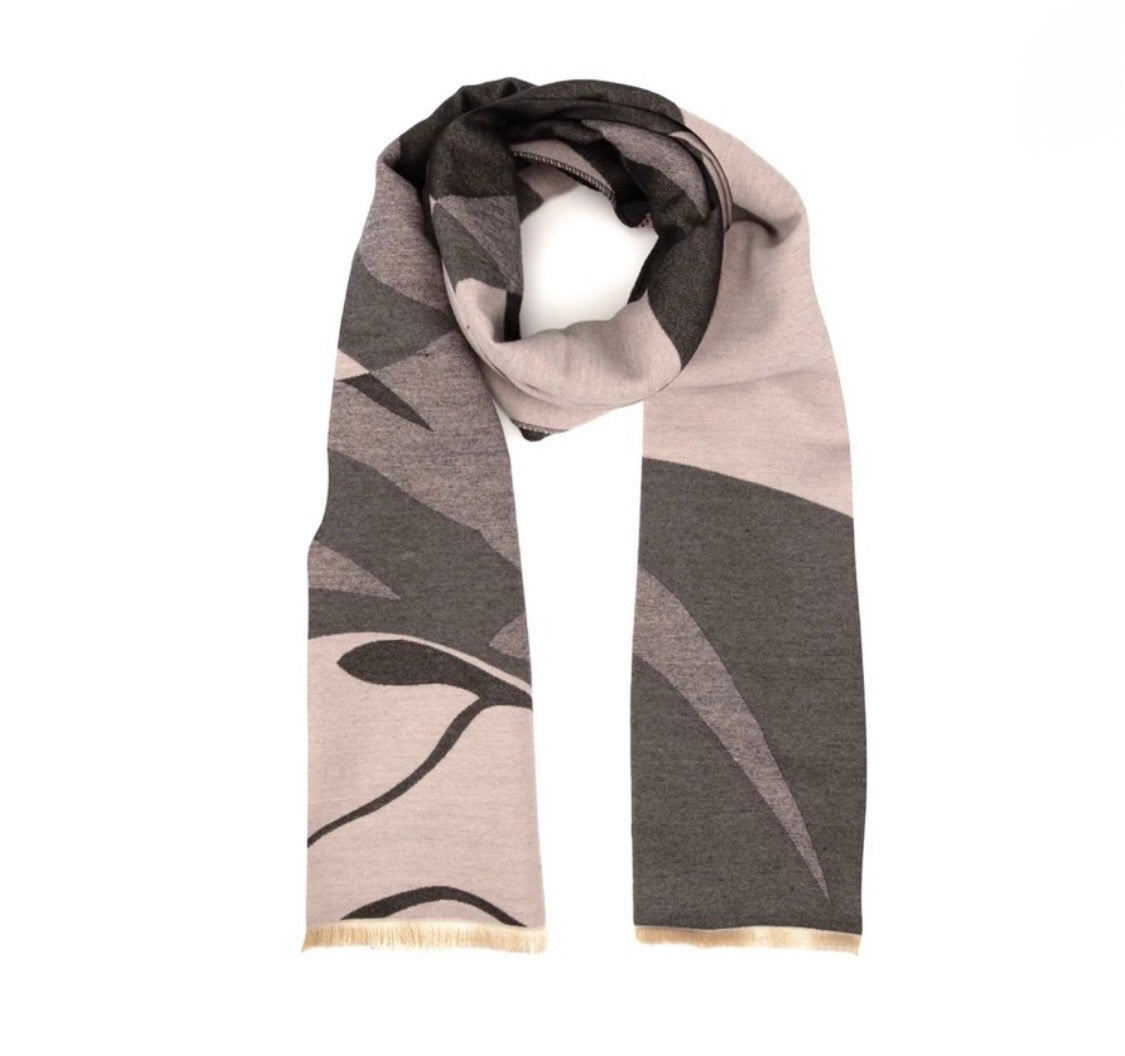 Elie Beaumont - Black/Grey/Pink Impression Scarf (6030)