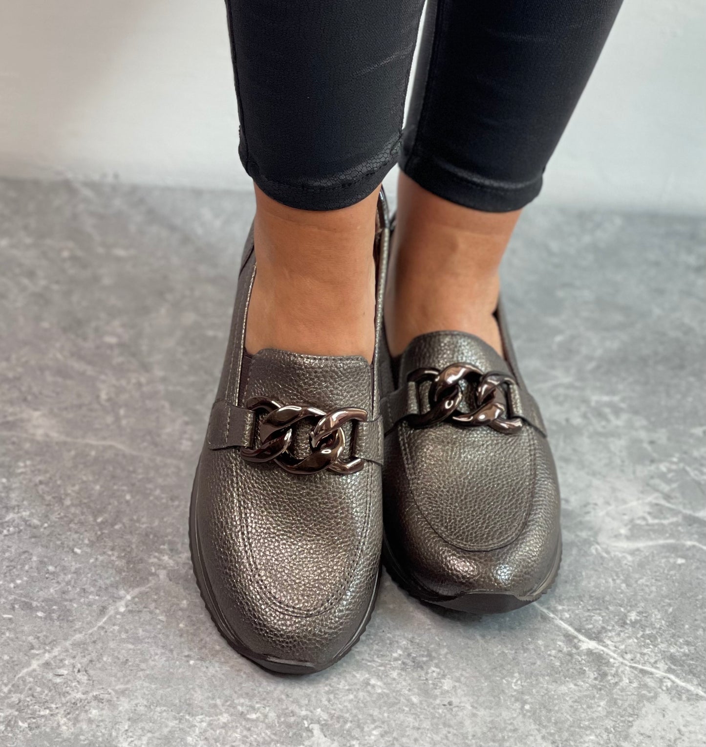 Jana - Pewter Metallic Softline Loafer