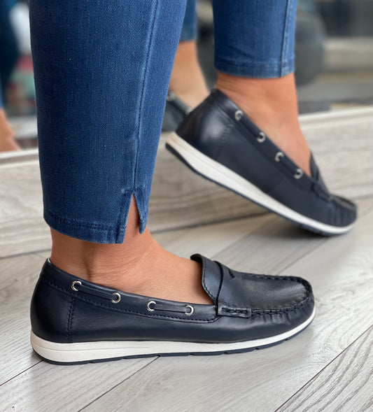 Marco Tozzi - Navy Leather Loafer
