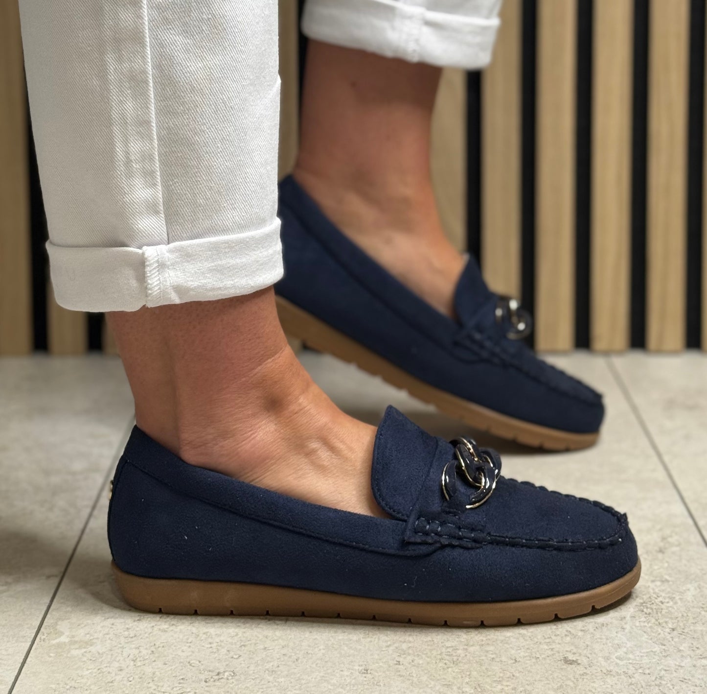 Lotus - 'Coma' Navy Chain Detail Loafer