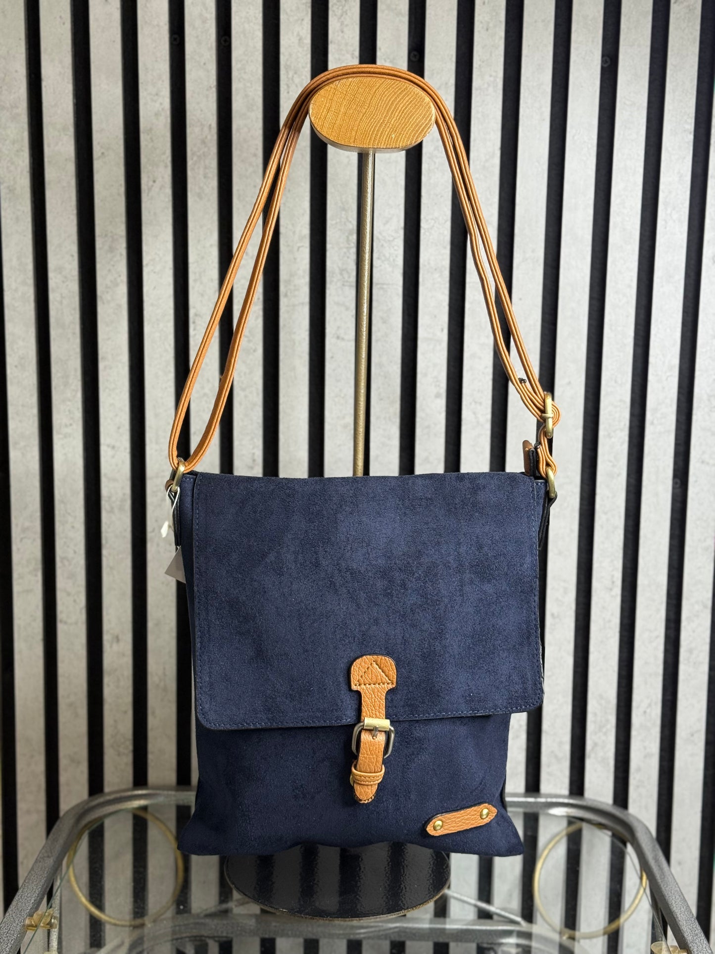 hannah k - 'Fay' Navy Faux Suede Crossbody