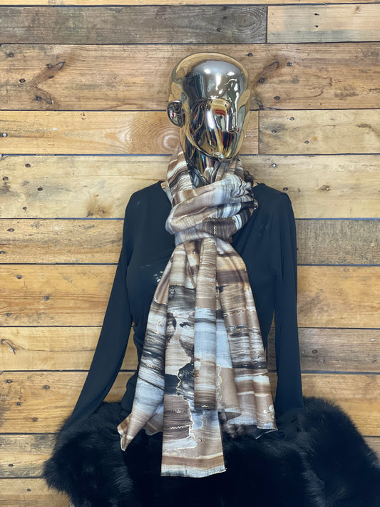 hannah k -  Brown Marble light weight Scarf