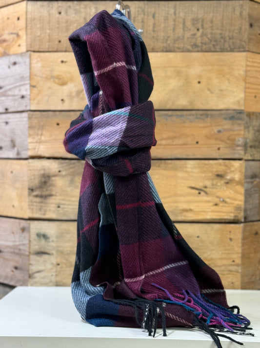 hannah k - Burgundy/Purple Checked Scarf