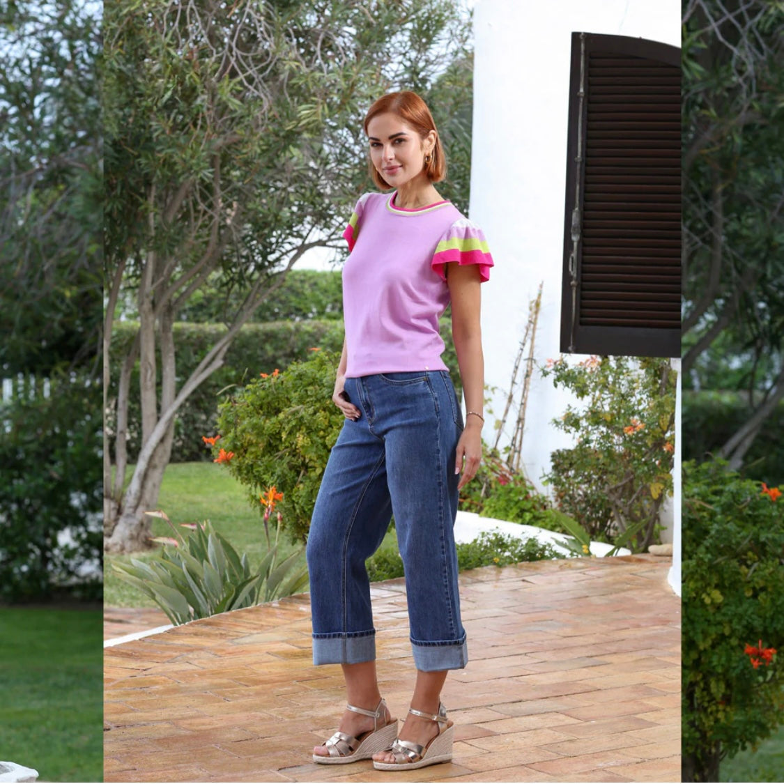 Rant & Rave ‘Claire’ Wide Leg Turn Up Jean