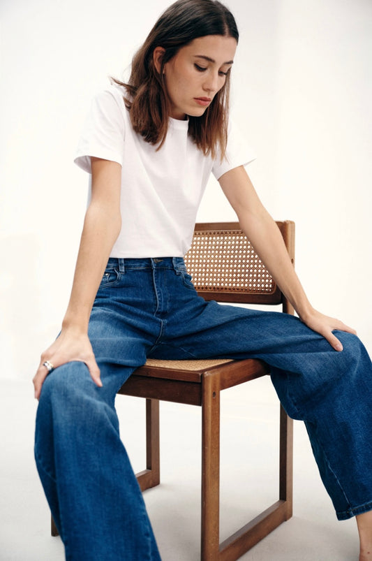 Dark Blue Barrel Loose Jeans (Extra Balloon)