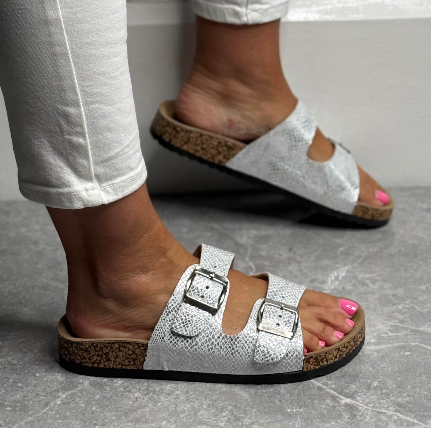 Lunar - 'Mykonos' Silver Slider Sandal
