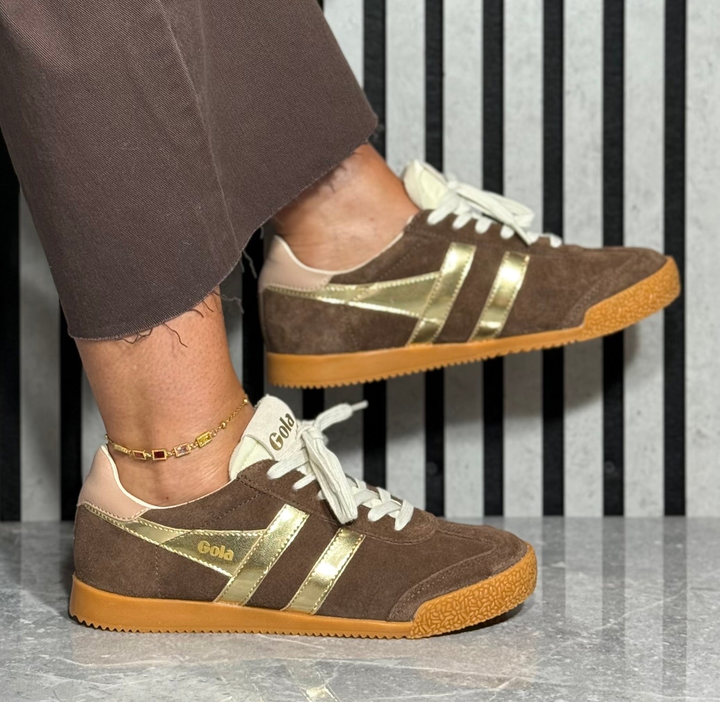 Gola - 'Elan Glitz' Dark Brown/Gold/Cameo Trainer