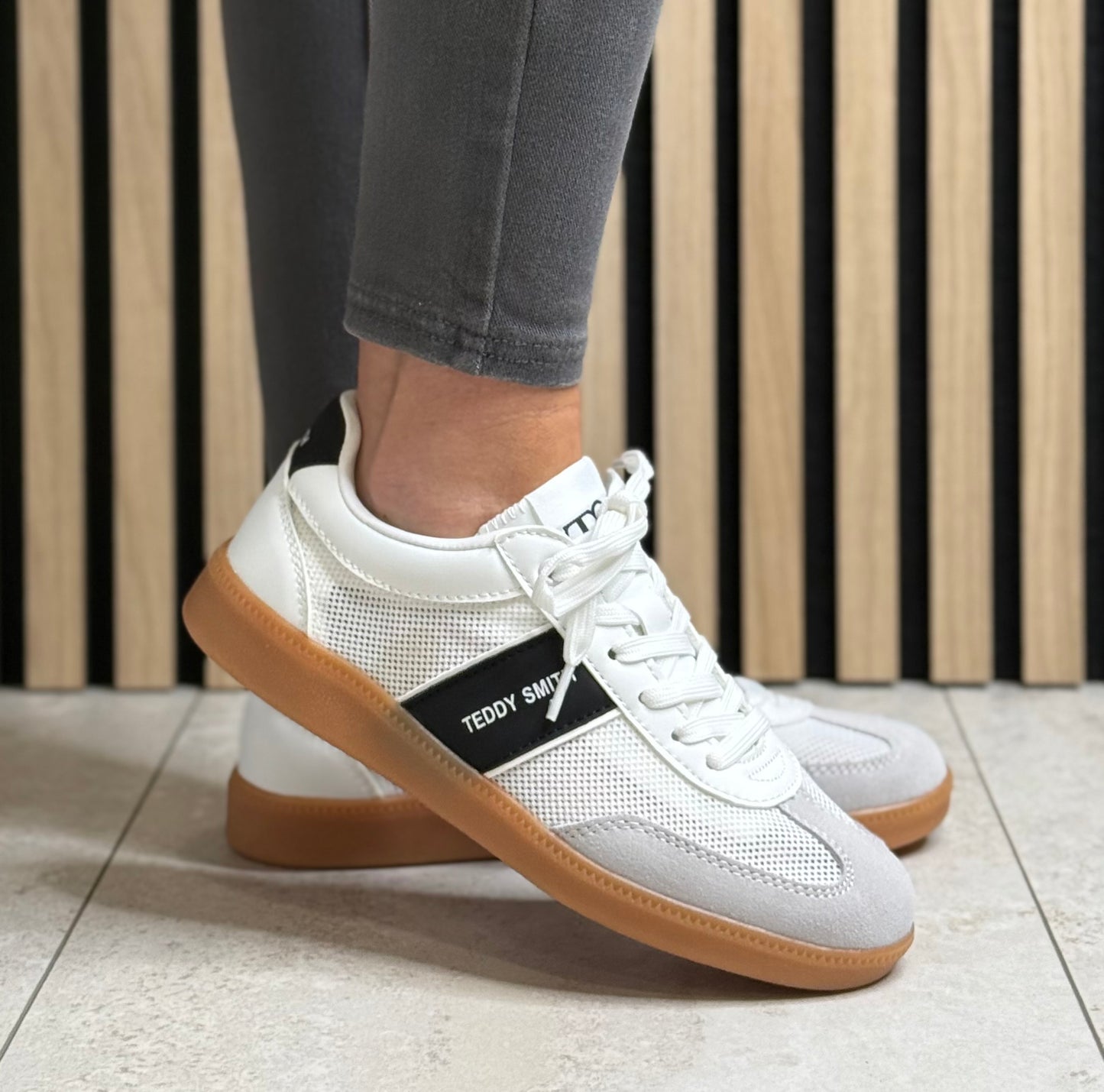 Teddy Smith -  White Mesh/Suede Trainer (120521)