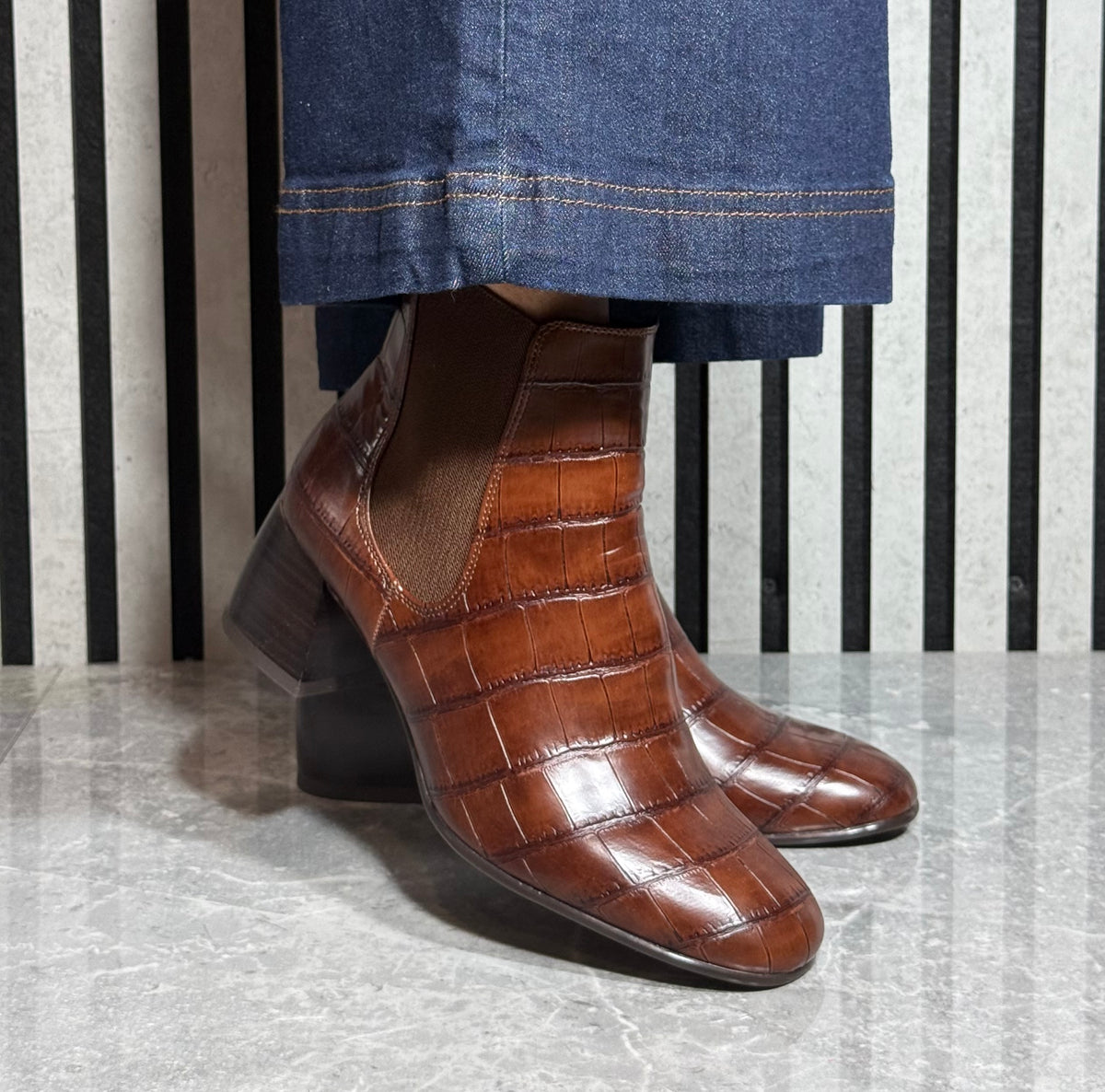 Tamaris - Muscat Croc Block Heel Boot