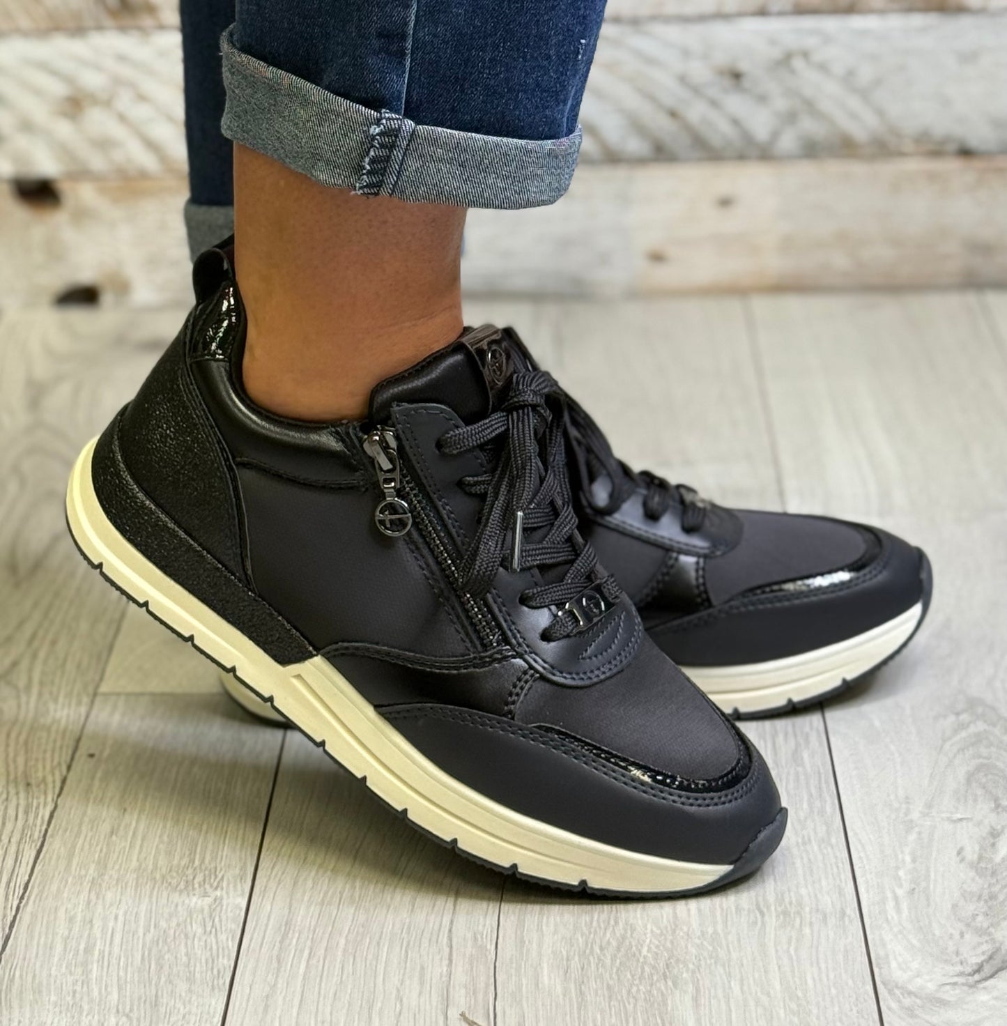 Tamaris - Navy Combo Side Zip Trainer