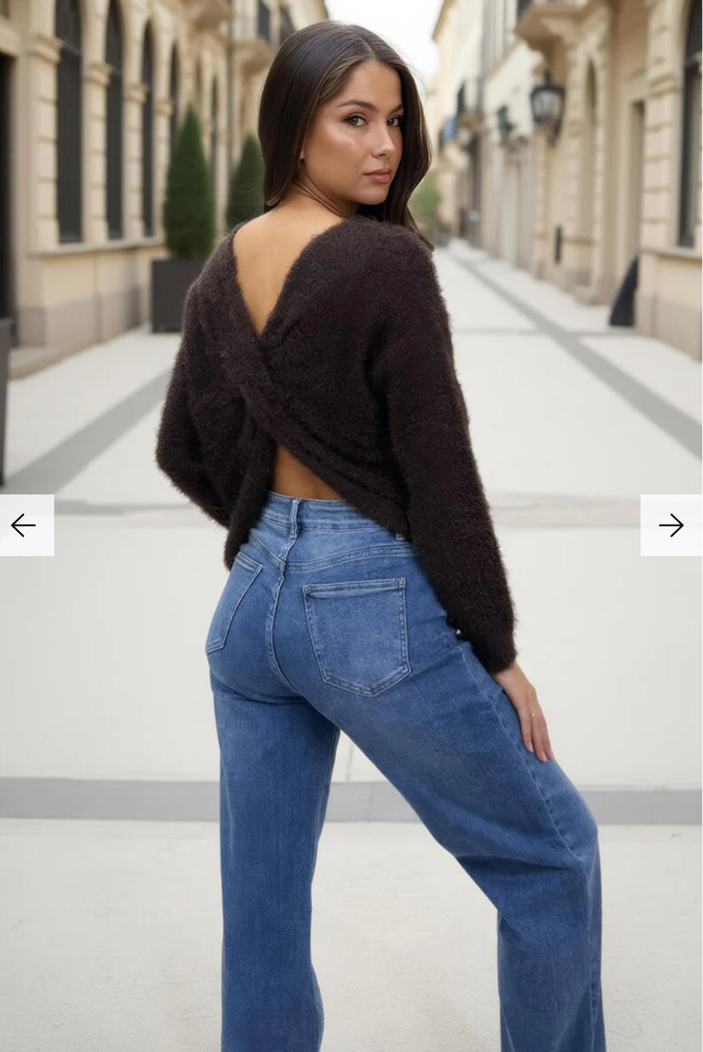 AX Paris - Chocolate Fluffy Knit Twist Detail Jumper