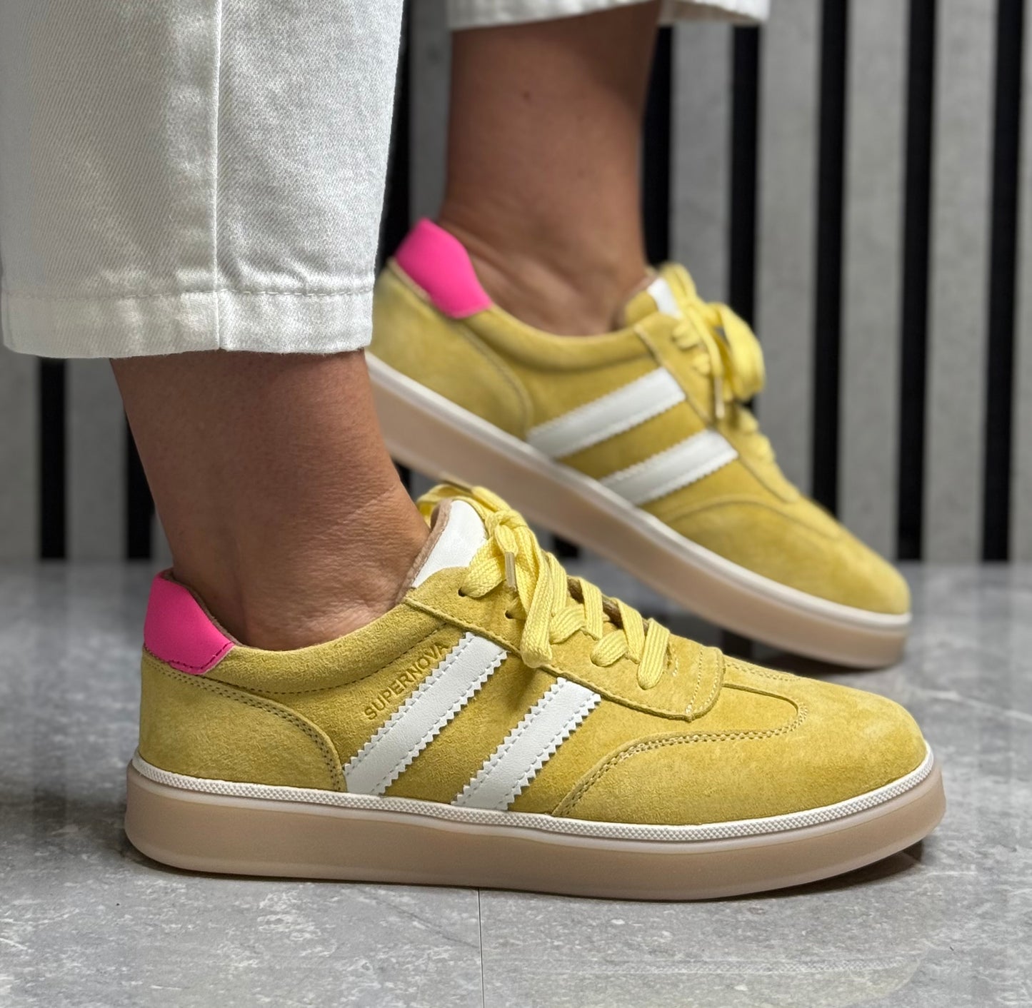 Drilleys- 'Seventy Five’ Mellow Yellow Leather Trainer