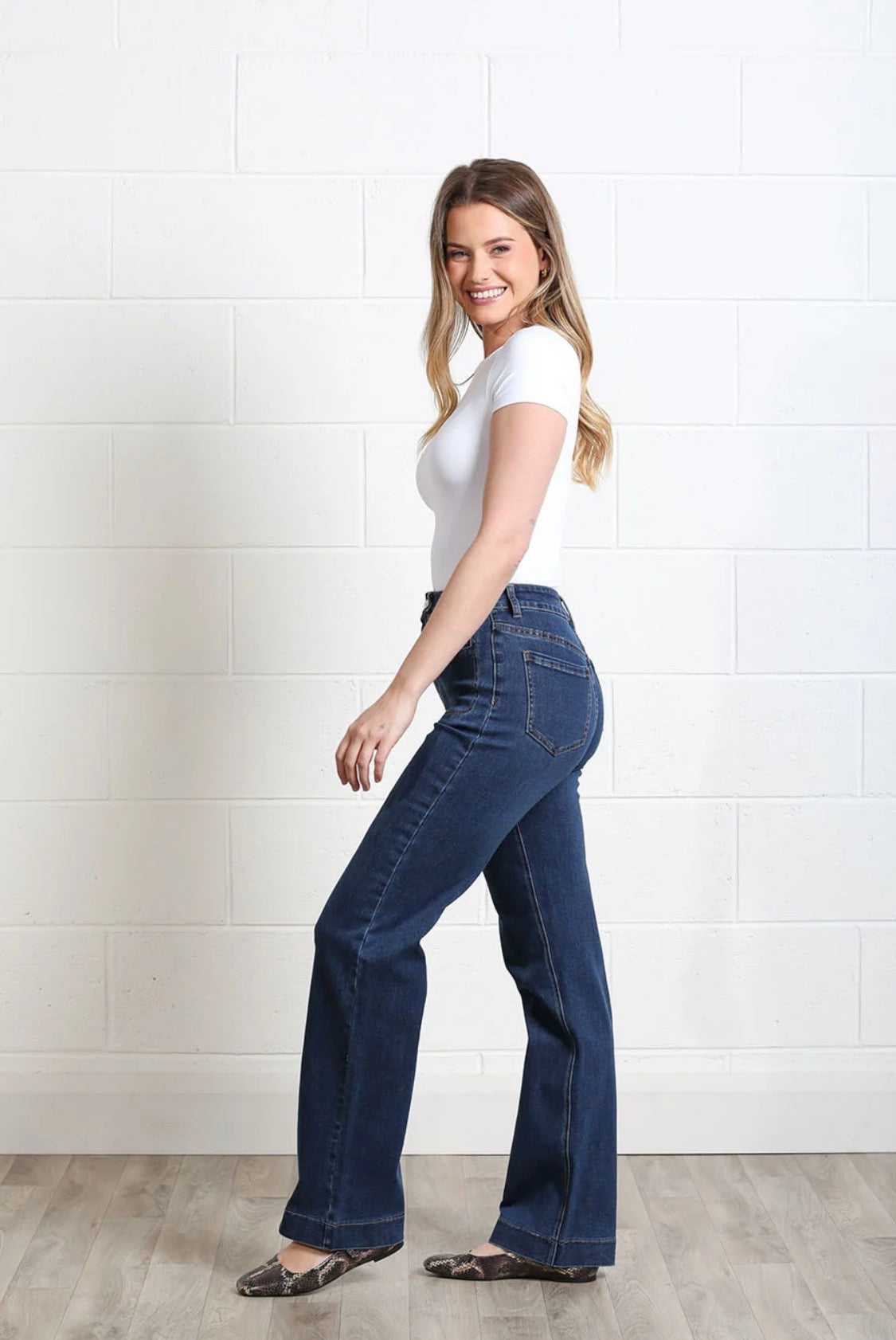 Rant & Rave - 'Ada’ Mid Ink Wide Leg Jean