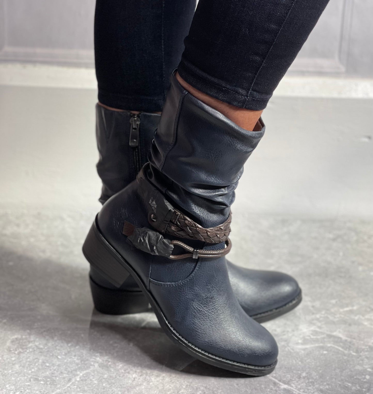 Marco Tozzi - Navy Strap Detail Boot