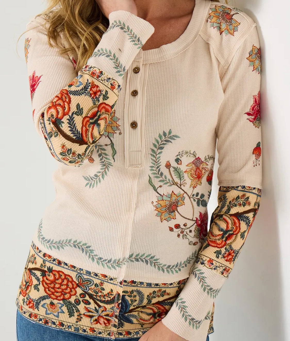 Joe Browns - Remarkable Printed Patchwork Henley Top