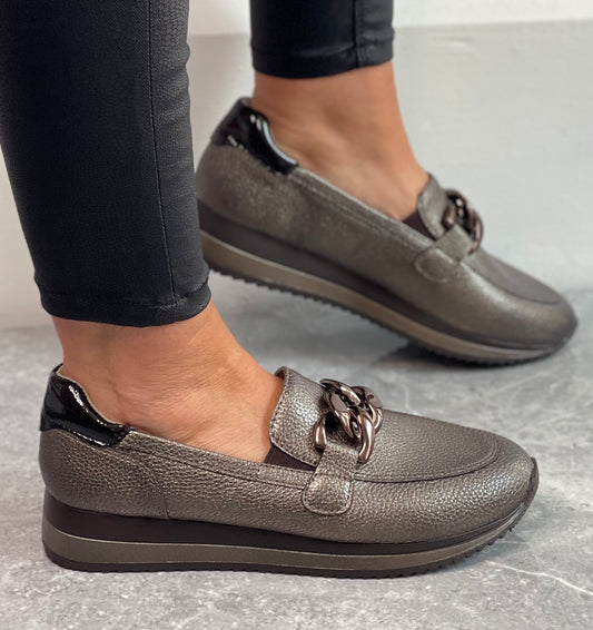 Jana - Pewter Metallic Softline Loafer