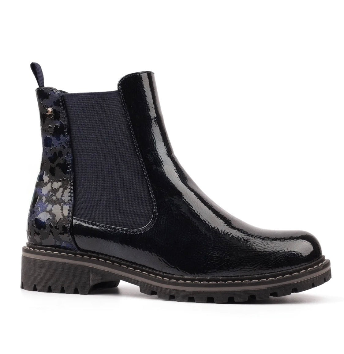 Lunar - 'Bessy' Navy Patent Ankle Boot