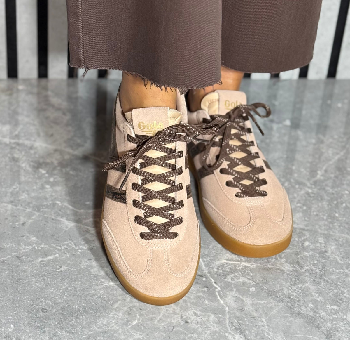 Gola - 'Cyclone Snake' Cameo/Root/Gum Sole Trainer