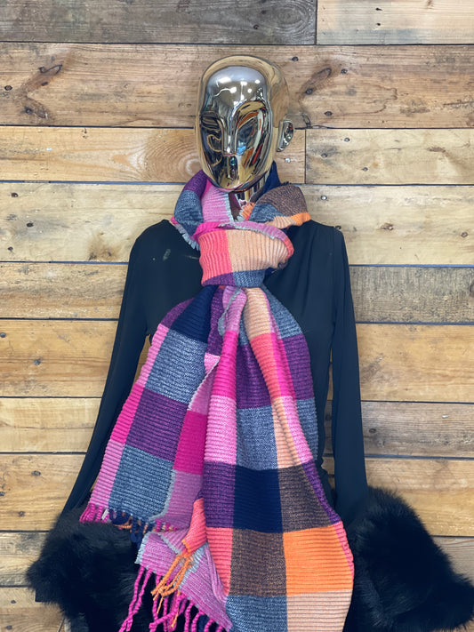 hannah k - Orange/Navy Mix Scarf