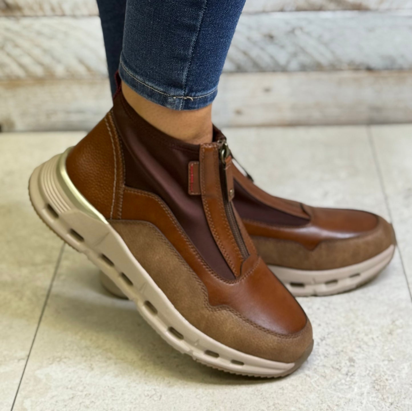 OMG - 'Darica' Driftwood Front Zip Trainer Boot