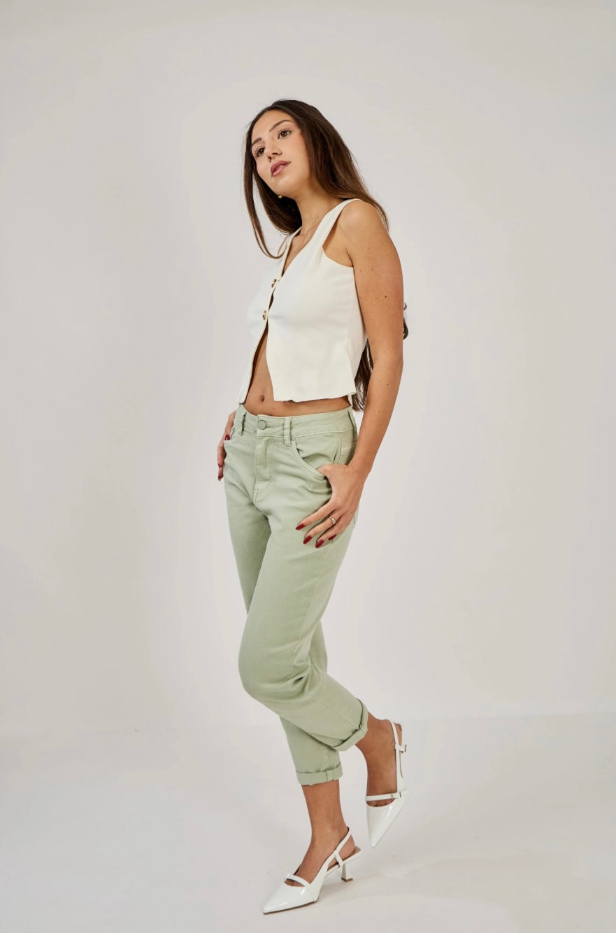 Pistachio Green Mom Jean