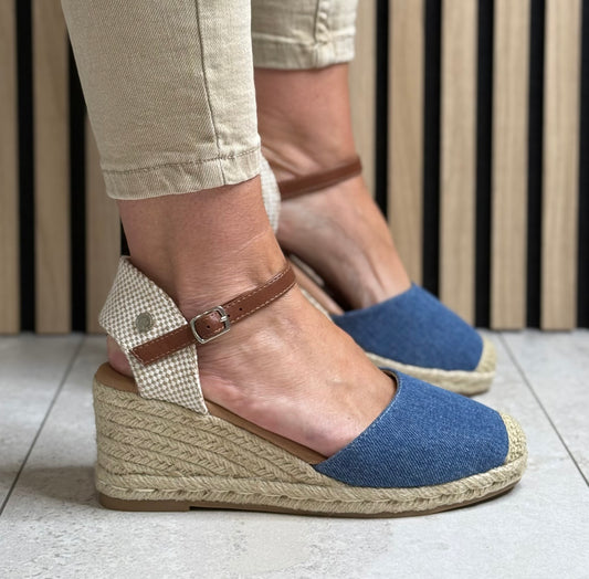 Xti - Denim Espadrille Wedge Sandal (140746)