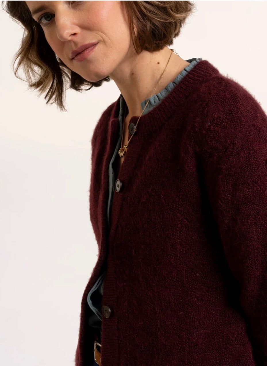 Brakeburn - Burgundy ‘Karla’ Chunky Knit Cardigan