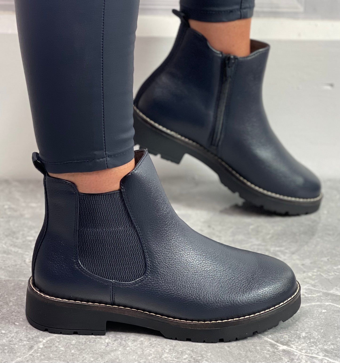 Jana - Navy Chelsea Boot