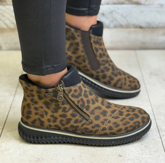 Rieker - Leopard Print Side Zip Boot