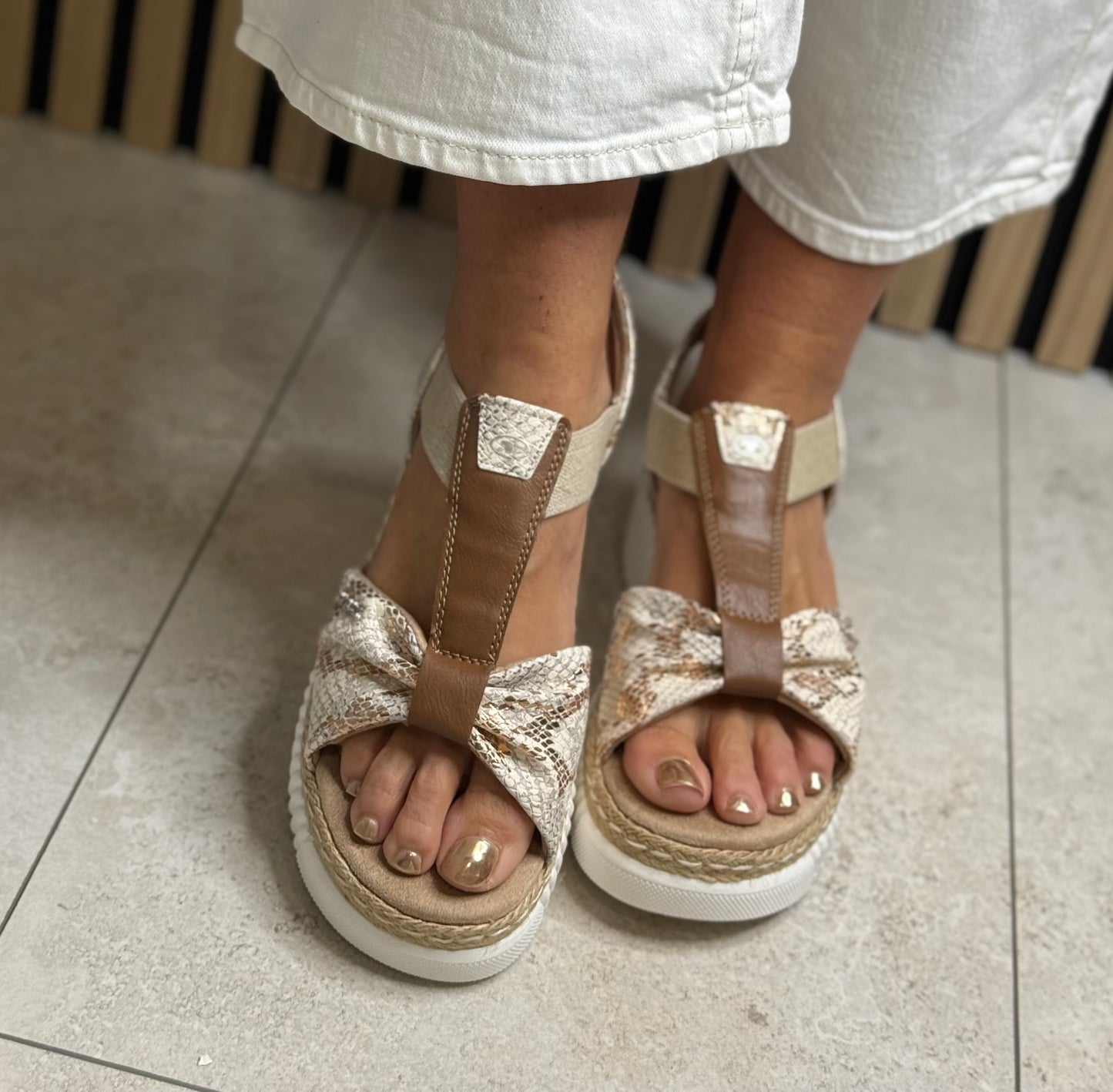 Tom Tailor - Beige Metallic Platform Sandal