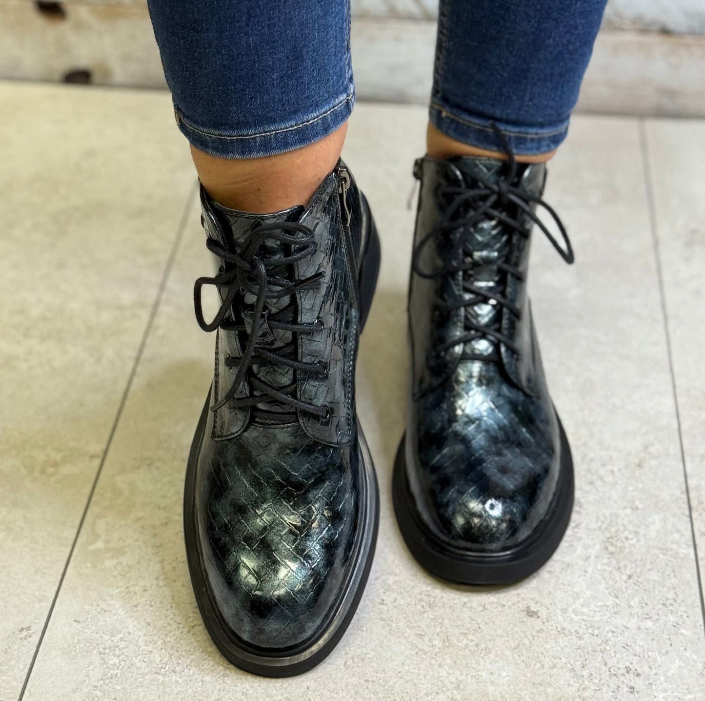 Redz - Blue Metallic Patent Boot