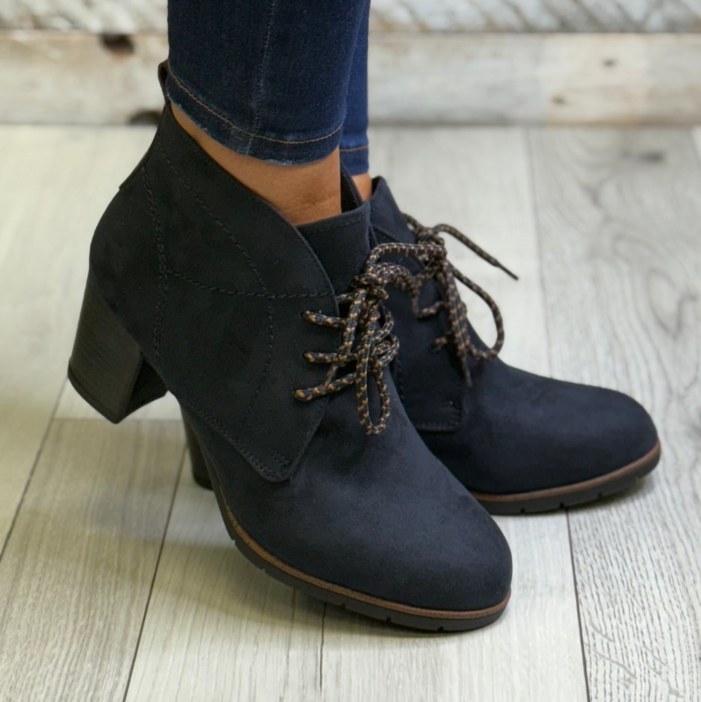 Marco Tozzi - Navy Lace Combo Boot