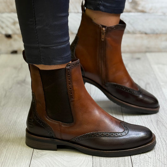 Bagatt- Cognac Leather Gusset Boot