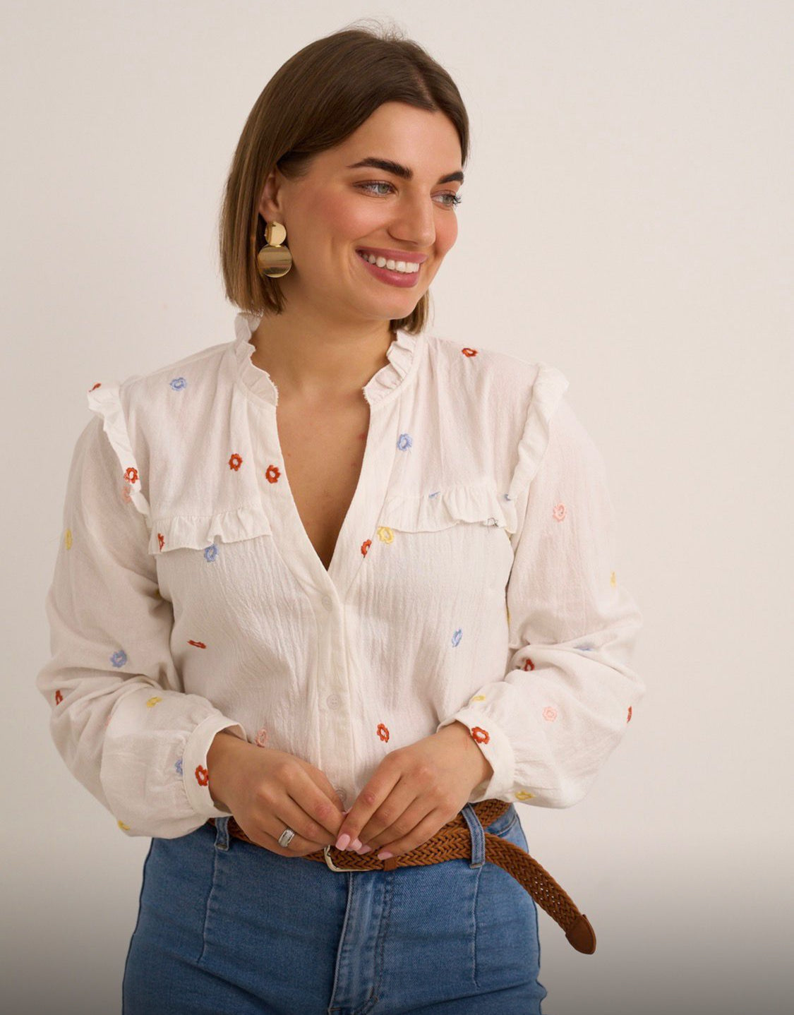 Off White Detailed Blouse
