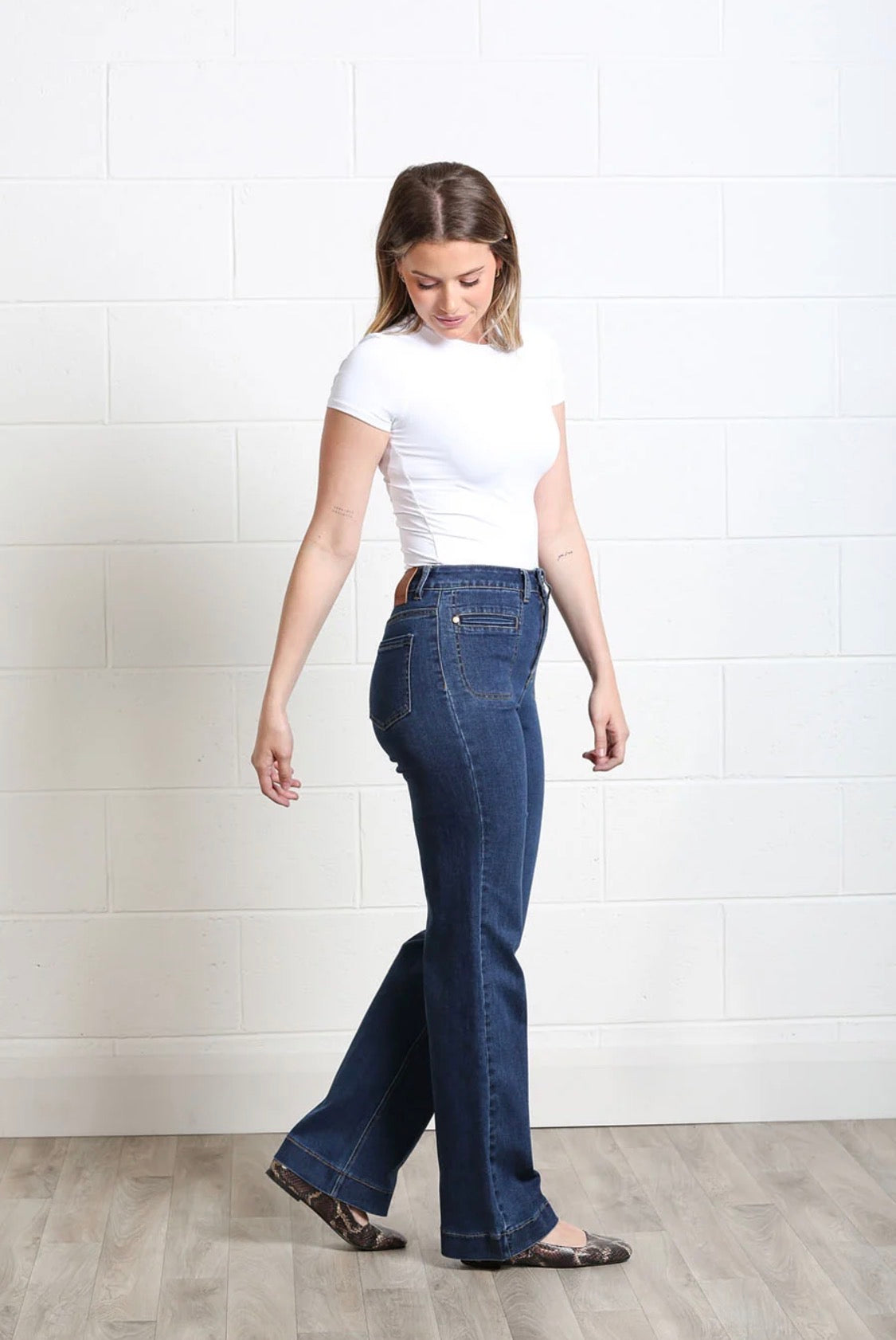 Rant & Rave - 'Ada’ Mid Ink Wide Leg Jean