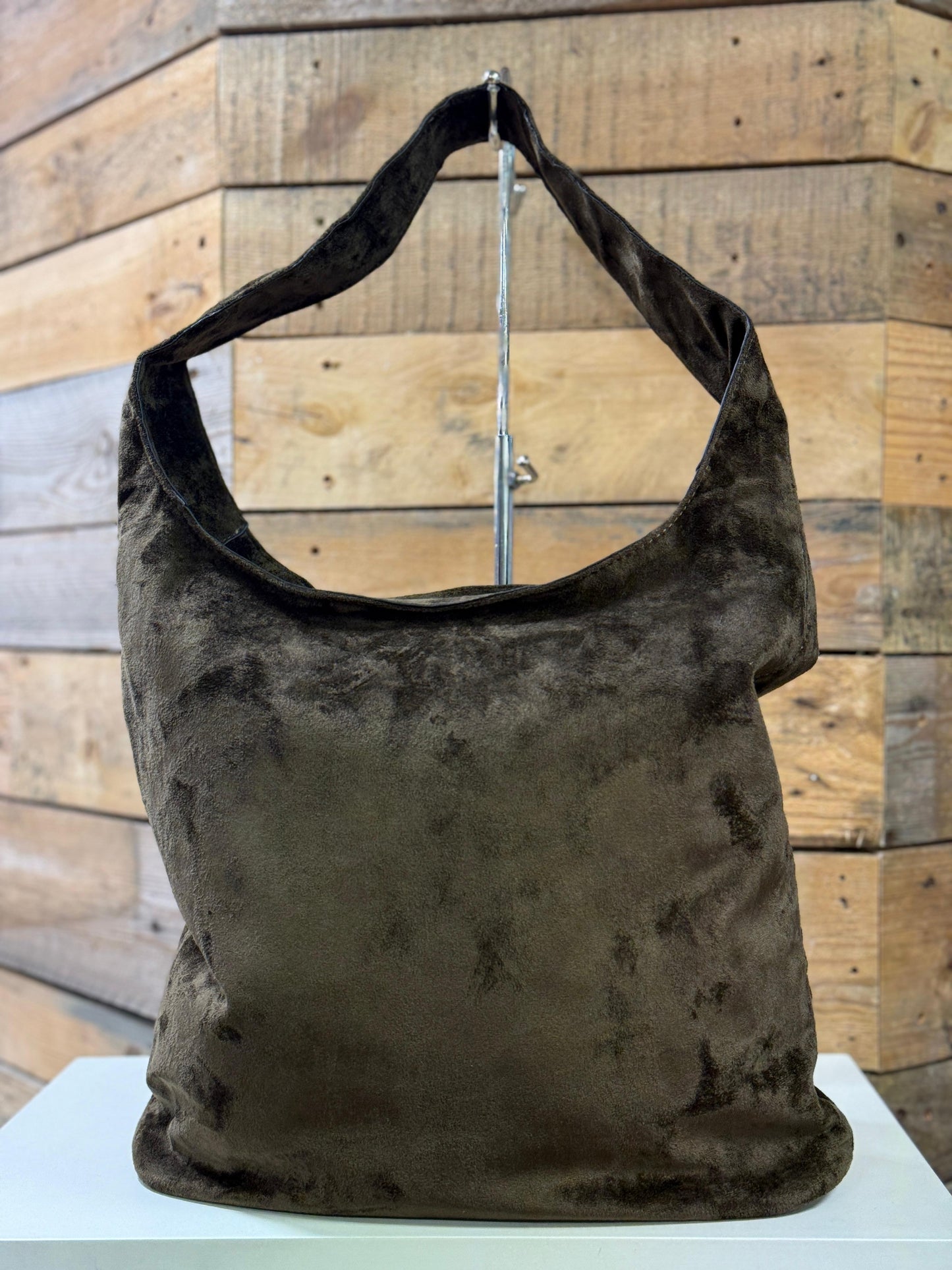 hannah k - 'Emma' Dark Khaki Faux Suede Shoulder Bag