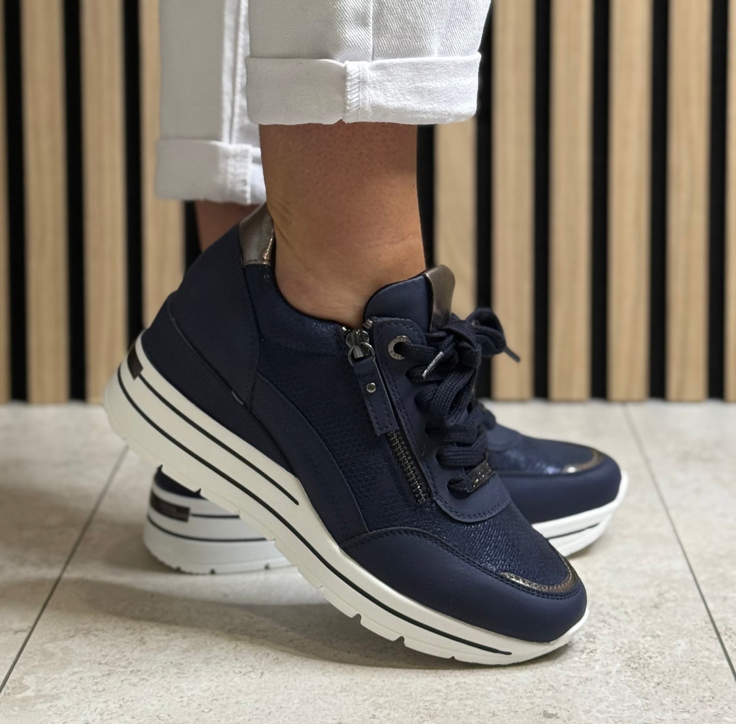Lotus - 'Electra' Navy Wedge Trainer