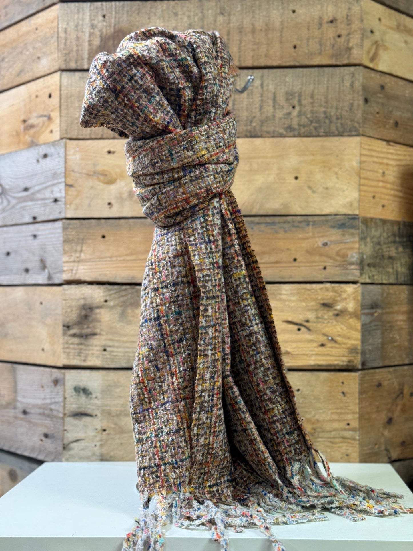 hannah k - Dark Multi Coloured Tweed Scarf