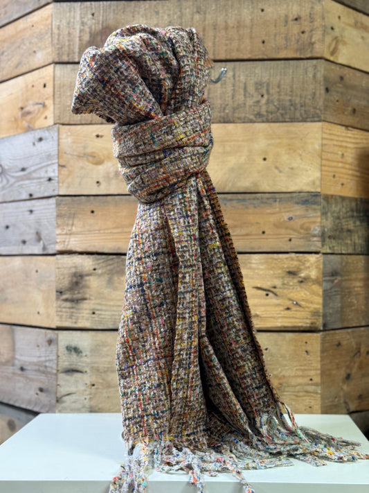 hannah k - Dark Multi Coloured Tweed Scarf