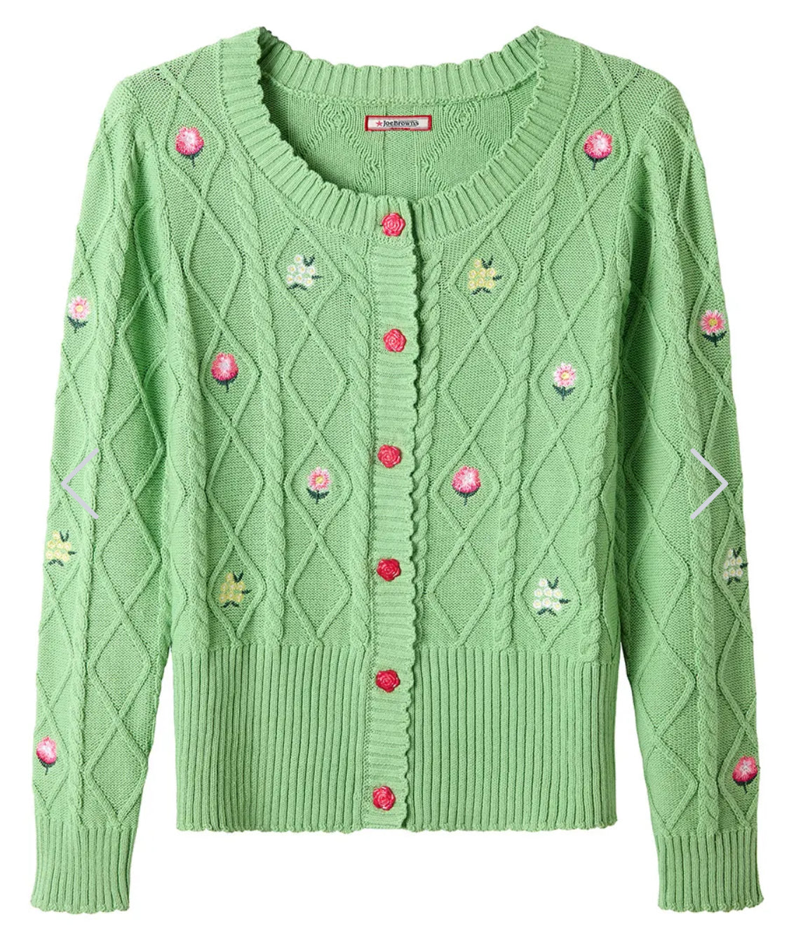 Joe Browns - ‘Penny’ Embroidered Floral Cable Knit Cardigan