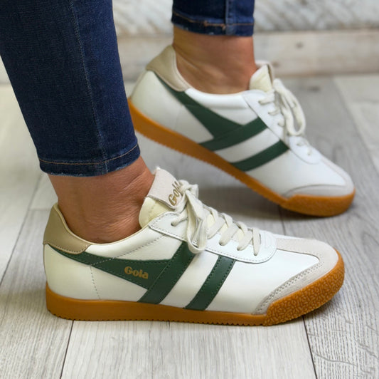 Gola - ‘Elan' Leather White/Evergreen/Bone Trainer